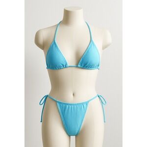 Womens Bikini Size‎ S Blue String Two Piece Set Y2K Micro Swim Hot Girl Summer